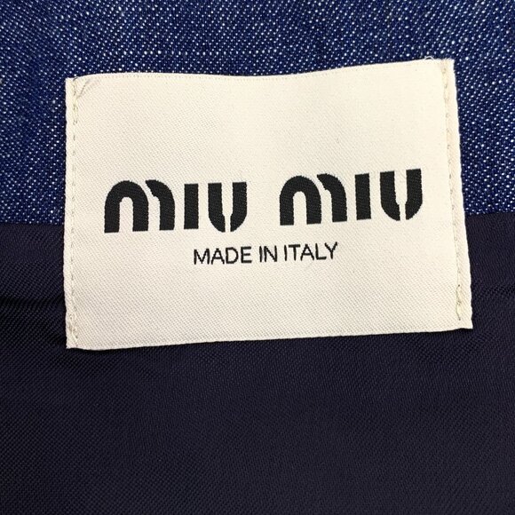 Miu Miu Dark Blue Cotton Denim Halter Dress With Belted Waist & Front Pockets Ma - Picture 2 of 8